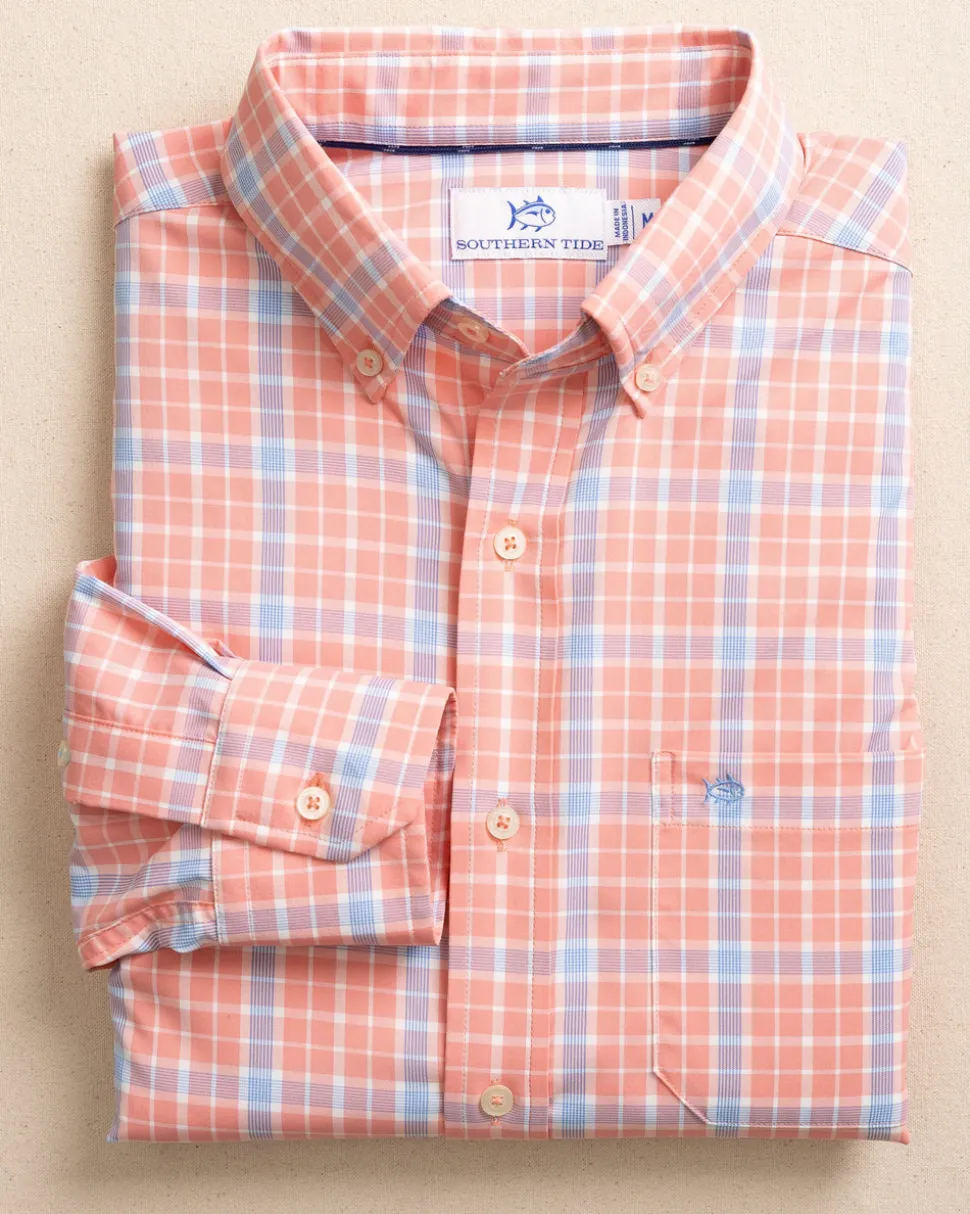 Beckenham Plaid Intercoastal Long Sleeve Sport Shirt