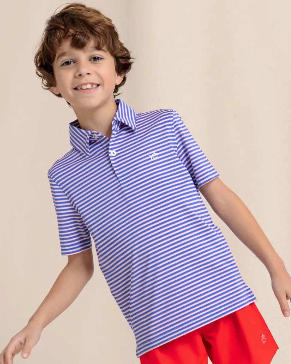 Boys Driver Caravel Stripe Performance Polo