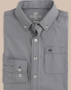 Boys Intercoastal Mini Gingham Button Down Shirt