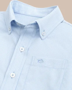 Boys Intercoastal Mini Gingham Button Down Shirt