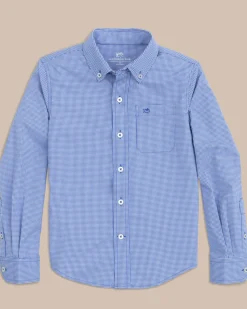 Boys Intercoastal Mini Gingham Button Down Shirt