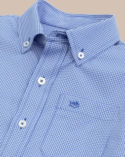 Boys Intercoastal Mini Gingham Button Down Shirt