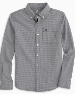 Boys Intercoastal Mini Gingham Button Down Shirt