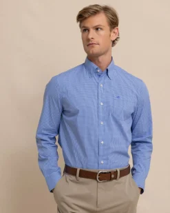 Charleston Parkwood Micro-Gingham Long Sleeve Sport Shirt