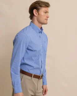 Charleston Parkwood Micro-Gingham Long Sleeve Sport Shirt