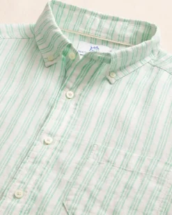 Crepe Myrtle Striped Linen Short Sleeve Sport Shirt