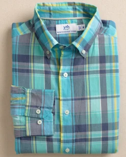 Crystal Cove Madras Plaid Long Sleeve Sport Shirt