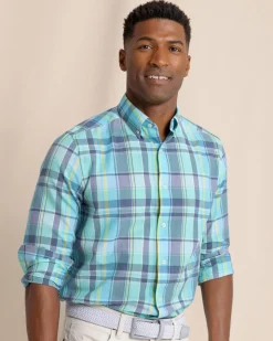 Crystal Cove Madras Plaid Long Sleeve Sport Shirt