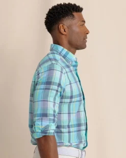 Crystal Cove Madras Plaid Long Sleeve Sport Shirt