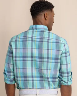 Crystal Cove Madras Plaid Long Sleeve Sport Shirt