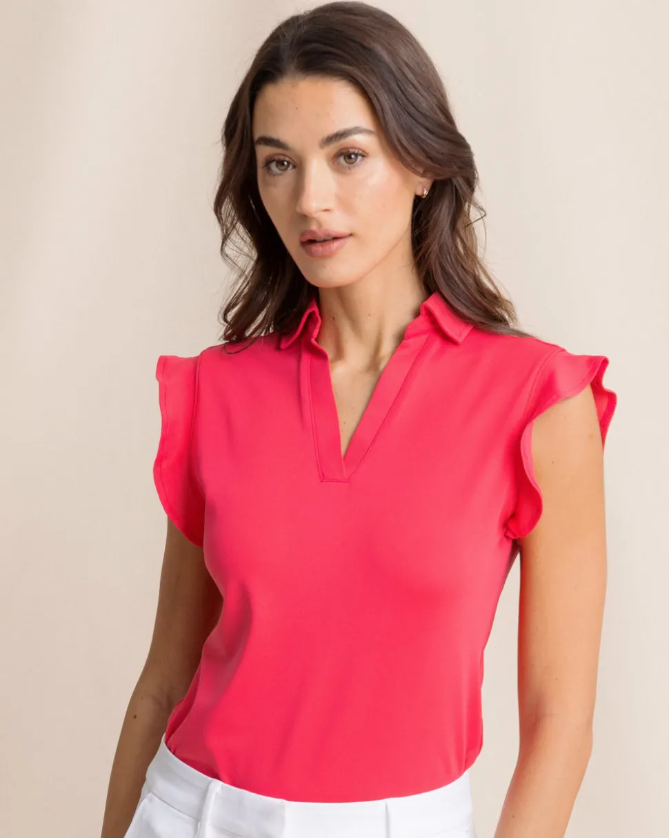 Dayna Active Ruffle Polo Tank