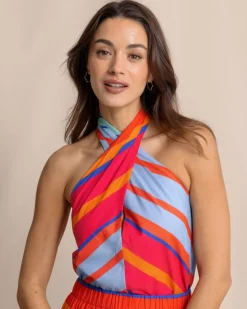 Fallon Calypso Cay Stripe Halter Top