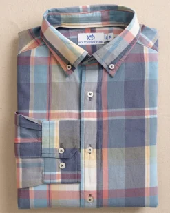 Gulf Breeze Madras Plaid Long Sleeve Sport Shirt