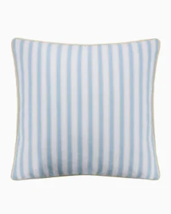 Southern Tide Chambray Stripe Square Blue Decorative Pillow