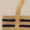 Striped Straw Hat Carrier Beach Tote